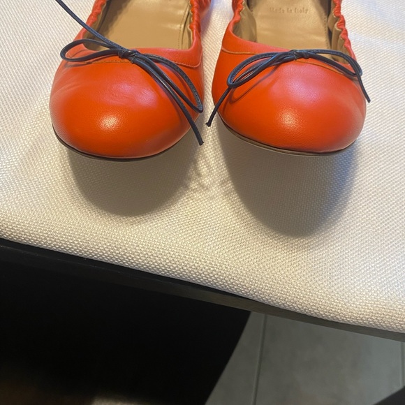 J Crew Orange Leather flats sz 9.5 - Picture 7 of 8